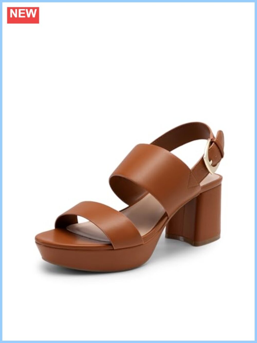 Chunky Wedge Heel Sandals Faux Leather Platform Block Heel Ankle Strap